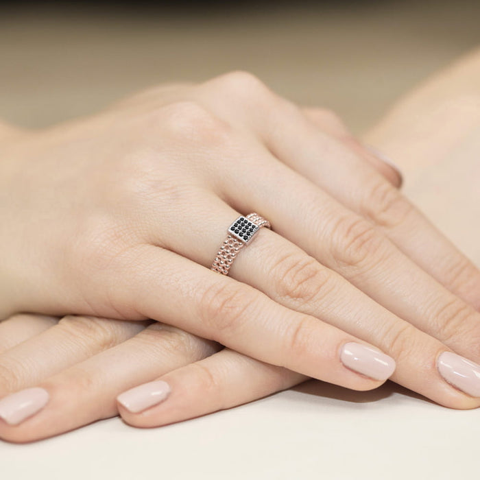 Inel Aur 14K W353 Diamante Negre 0.08ct