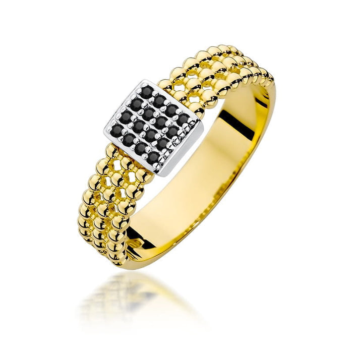 Inel Aur 14K W353 Diamante Negre 0.08ct