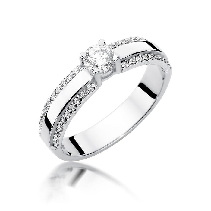 Inel Aur 14k cu Diamante 0.45 ct - Alb