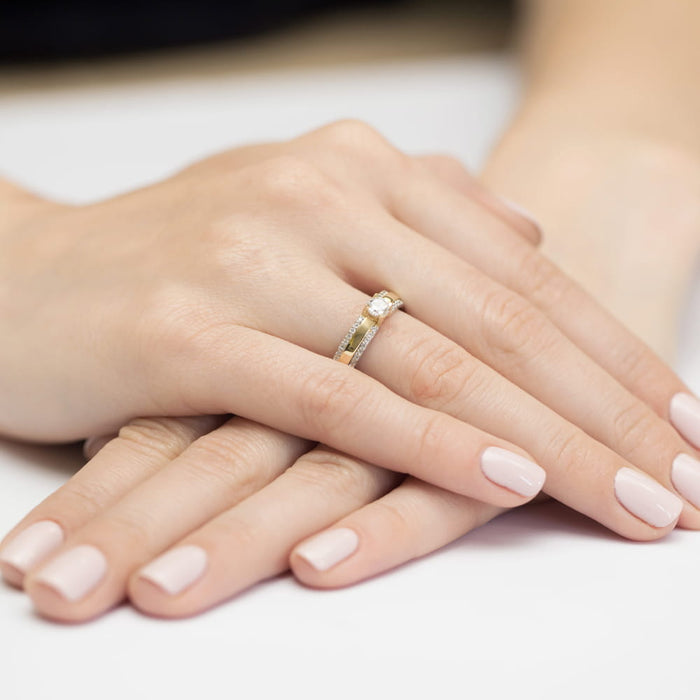 Inel Aur 14k cu Diamante 0.45 ct - Galben