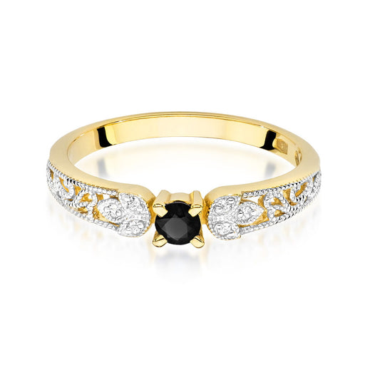 Inel Aur 14K W411 Diamant Negru 0.12ct