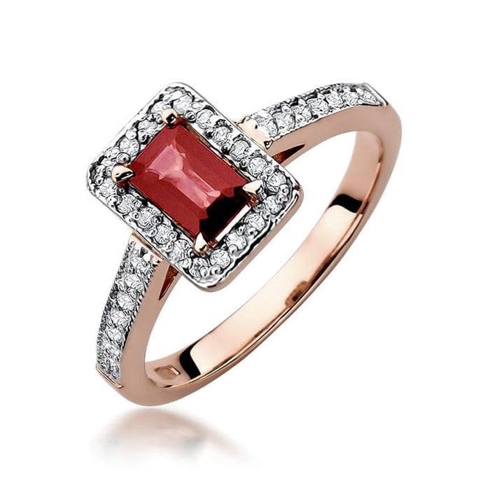 Inel Aur 14k cu Rubin 0.80 ct si Diamante Naturale 0.22 ct