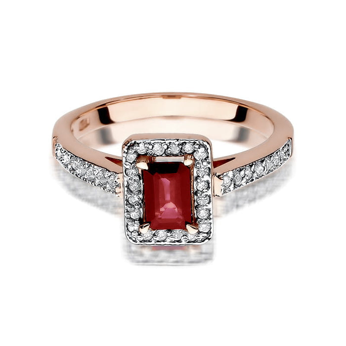 Inel Aur 14k cu Rubin 0.80 ct si Diamante Naturale 0.22 ct