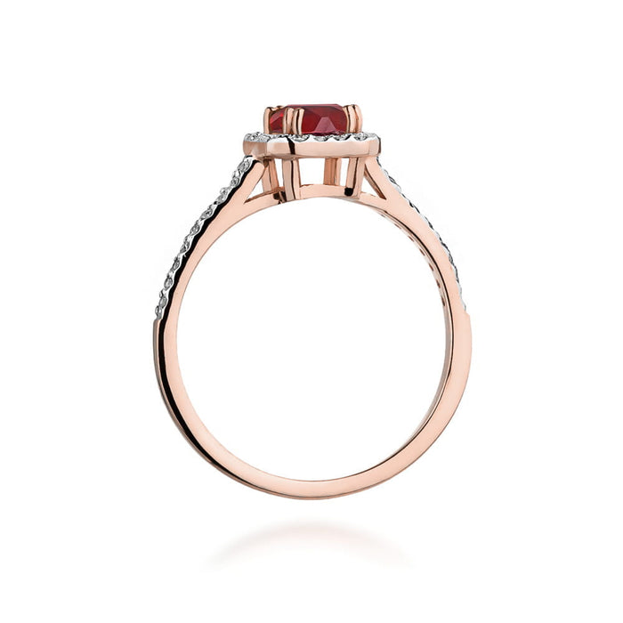 Inel Aur 14k cu Rubin 0.80 ct si Diamante Naturale 0.22 ct