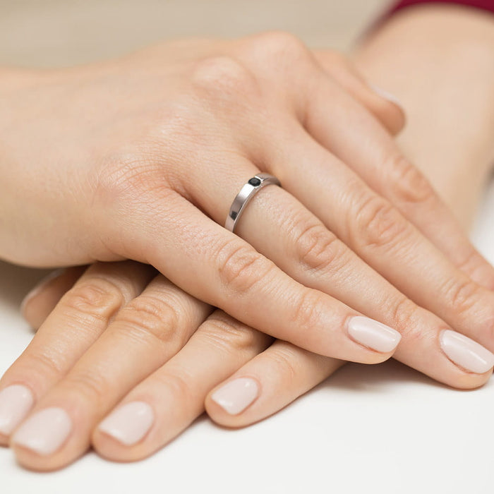 Inel Aur 14K W432 Diamant Negru 0.12ct