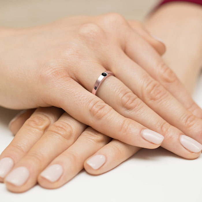 Inel Aur 14K W432 Diamant Negru 0.12ct