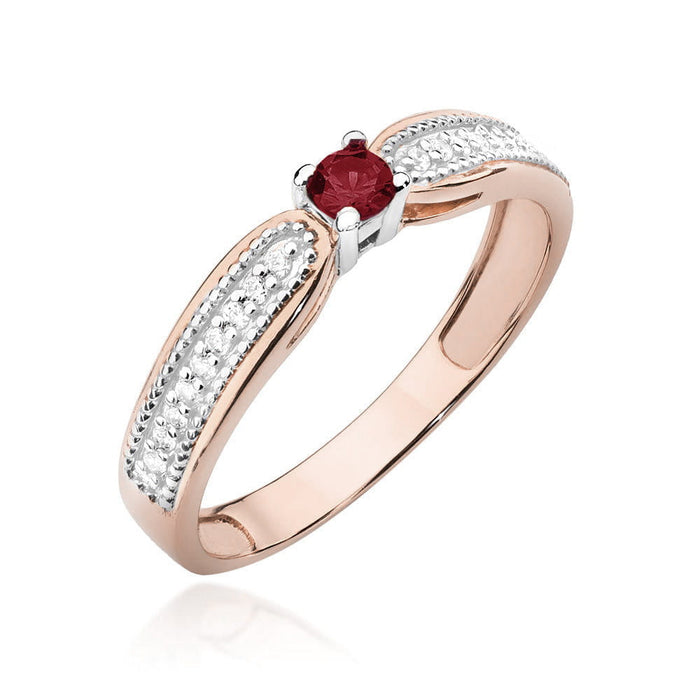 Inel Aur 14K cu Rubin 0.15 ct si Diamante Naturale 0.09 ct