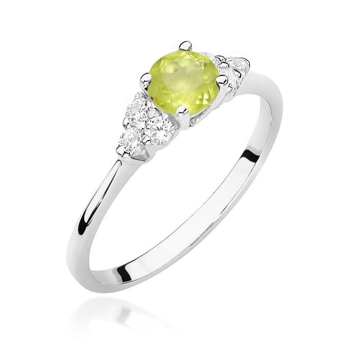 Inel Aur 14K cu Peridot 0.60 ct si Diamante Naturale 0.18 ct