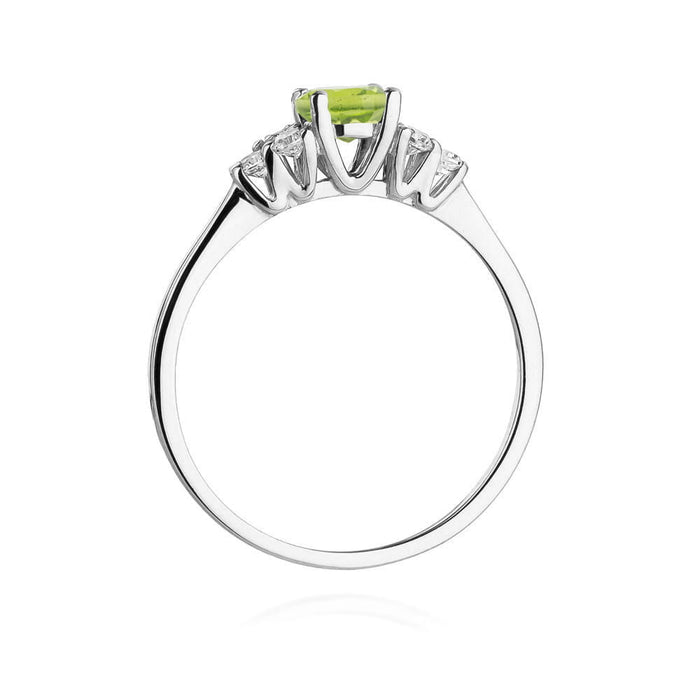 Inel Aur 14K cu Peridot 0.60 ct si Diamante Naturale 0.18 ct