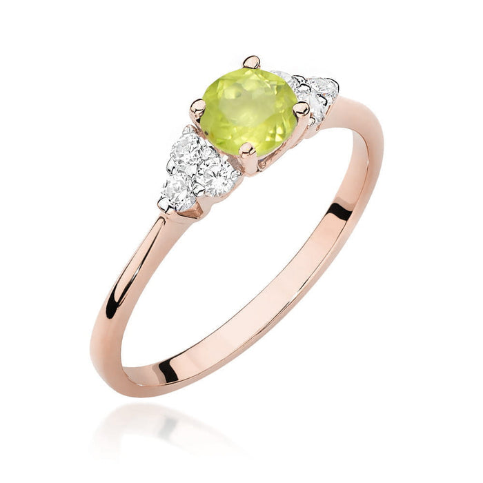 Inel Aur 14K cu Peridot 0.60 ct si Diamante Naturale 0.18 ct