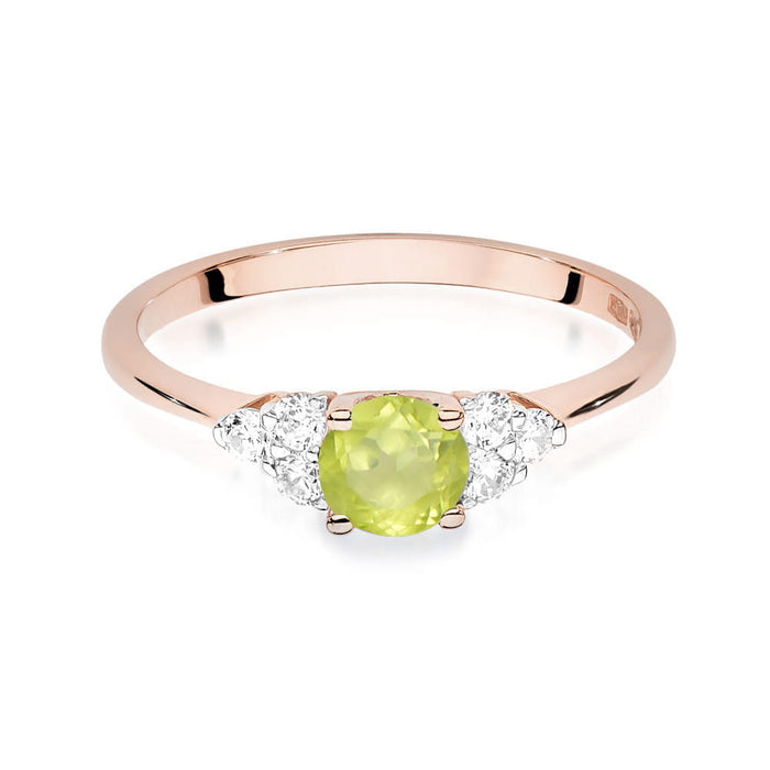 Inel Aur 14K cu Peridot 0.60 ct si Diamante Naturale 0.18 ct