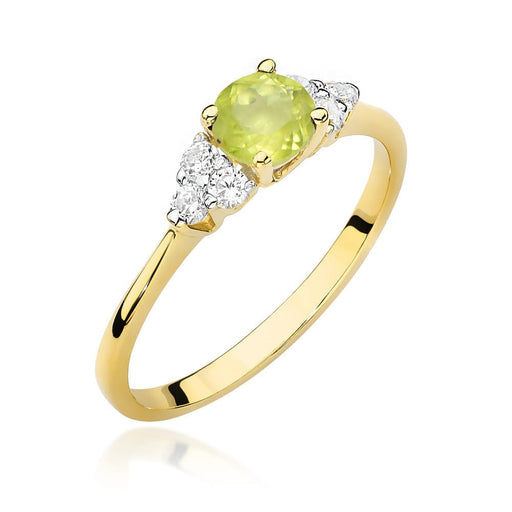Inel Aur 14K cu Peridot 0.60 ct si Diamante Naturale 0.18 ct