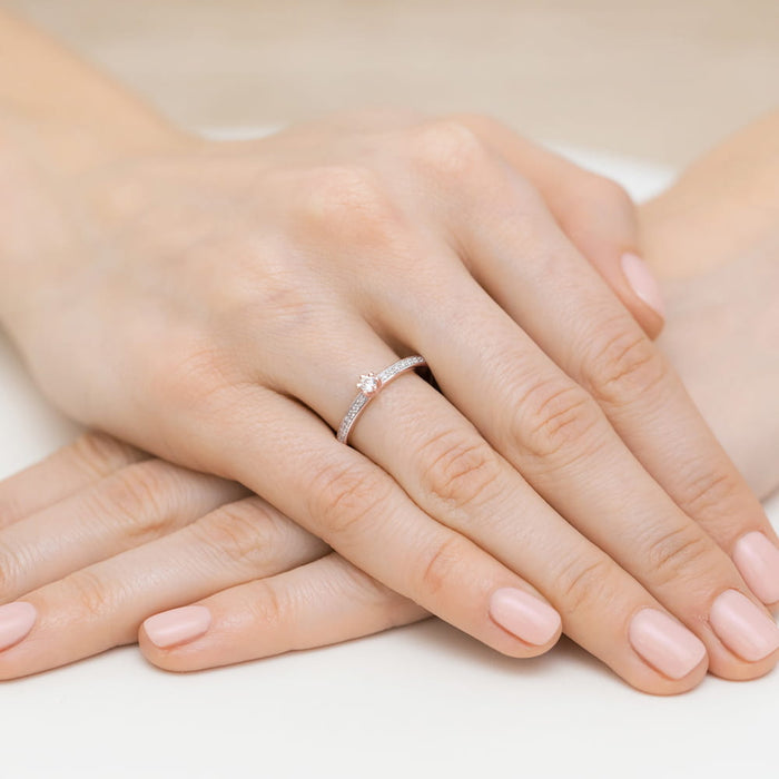 Inel Aur 14K cu Diamant Natural 0.17 ct