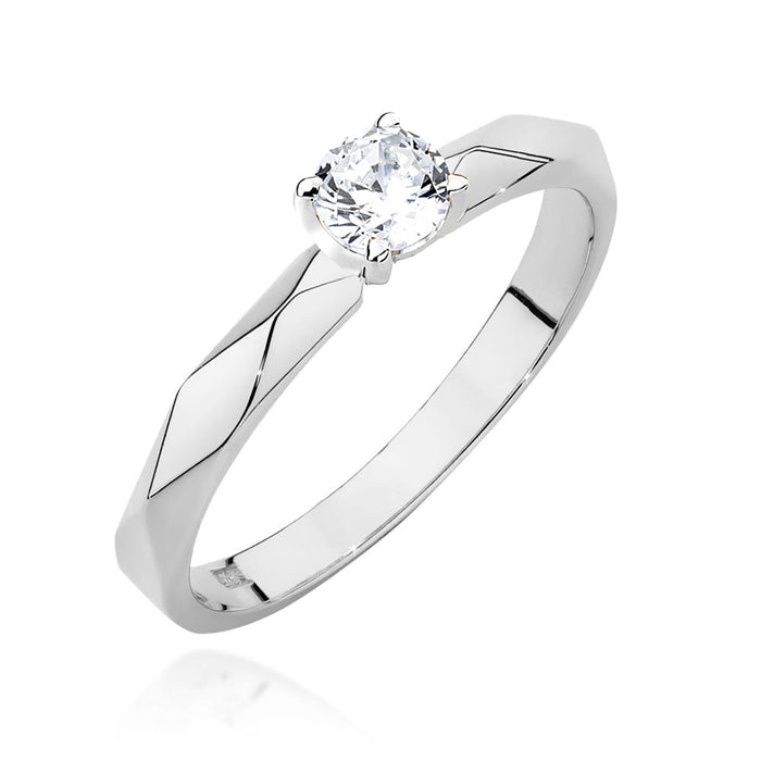 Inel Aur 14K cu Diamant 0.20 ct - Alb