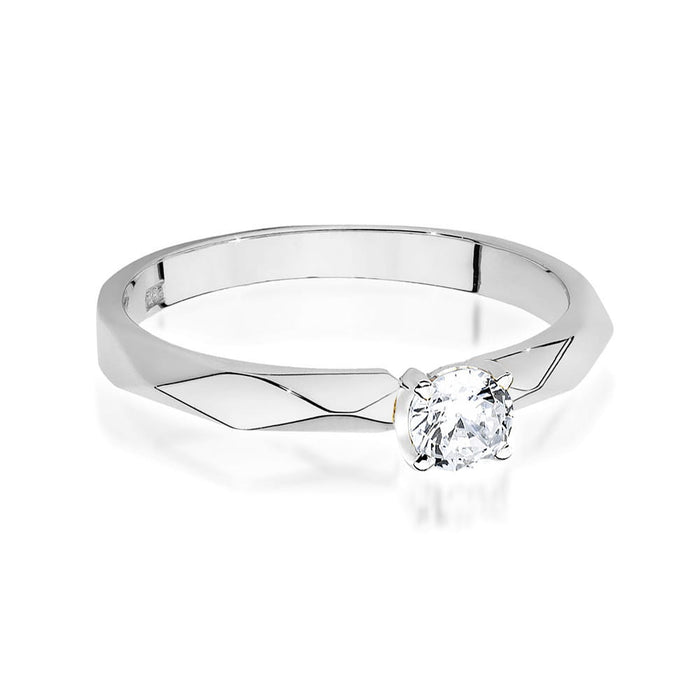 Inel Aur 14K cu Diamant 0.20 ct - Alb