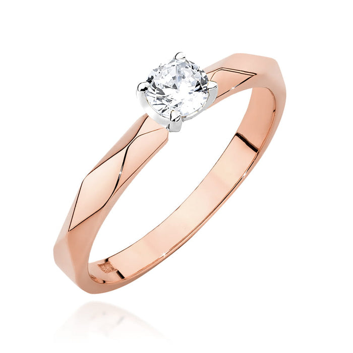 Inel Aur 14K cu Diamant 0.20 ct - Roz