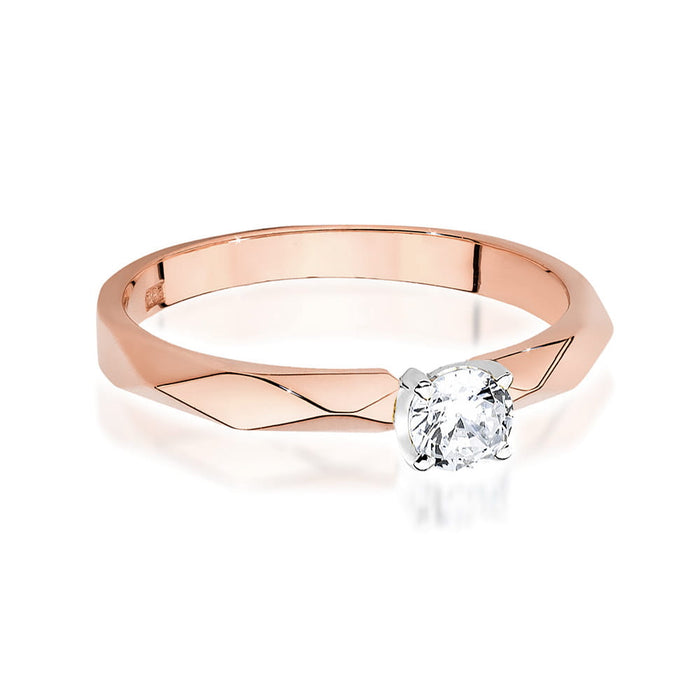 Inel Aur 14K cu Diamant 0.20 ct - Roz