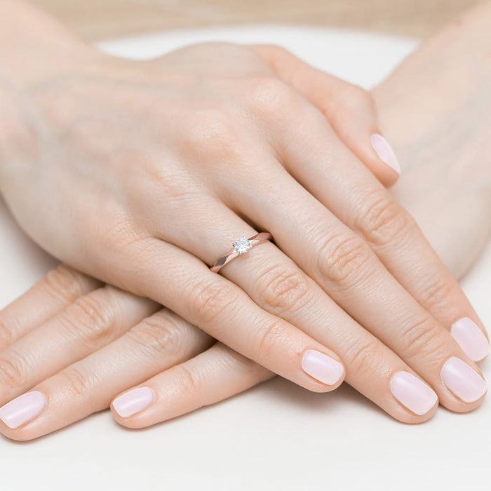 Inel Aur 14K cu Diamant 0.20 ct - Roz