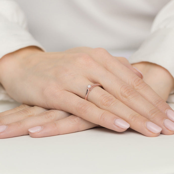 Inel Aur 14K  cu Diamant Natural 0.12 ct