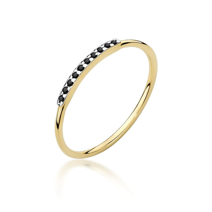 Inel Aur 14k cu Diamante Naturale Negre 0.05 ct