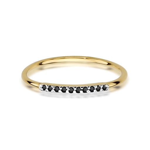 Inel Aur 14k cu Diamante Naturale Negre 0.05 ct