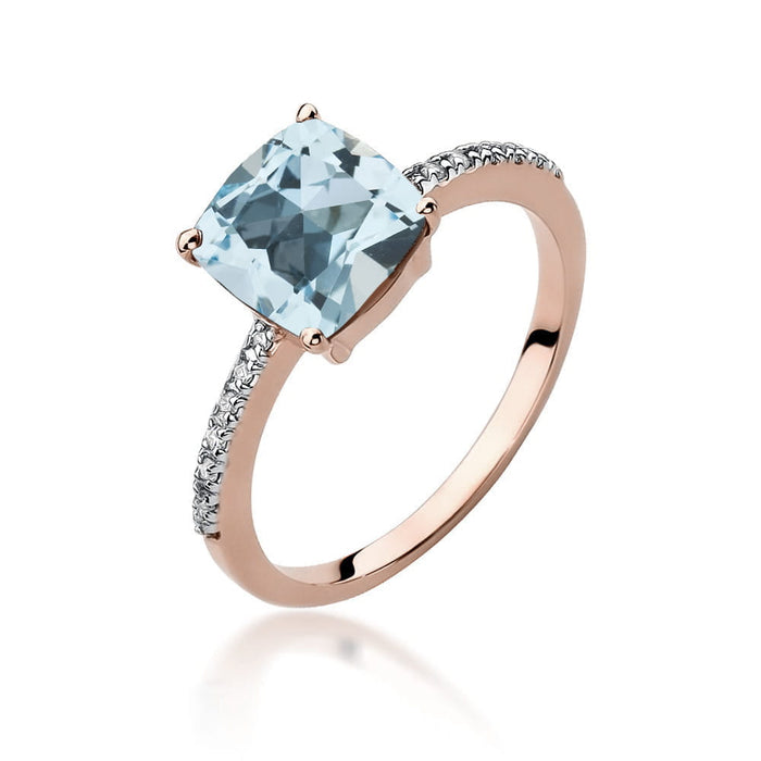 Inel Aur 14K cu Topaz 2.00 ct si Diamante Naturale 0.07 ct