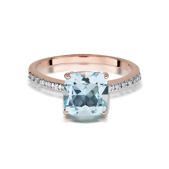 Inel Aur 14K cu Topaz 2.00 ct si Diamante Naturale 0.07 ct