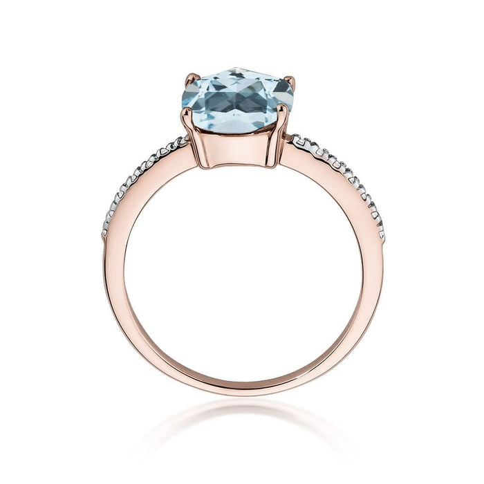Inel Aur 14K cu Topaz 2.00 ct si Diamante Naturale 0.07 ct