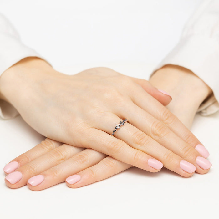 Inel Aur 14k cu Diamante Naturale Negre 0.33 ct