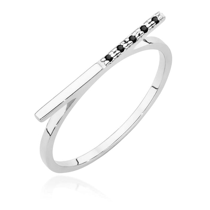 Inel Aur 14K cu Diamante Naturale Negre 0.025 ct