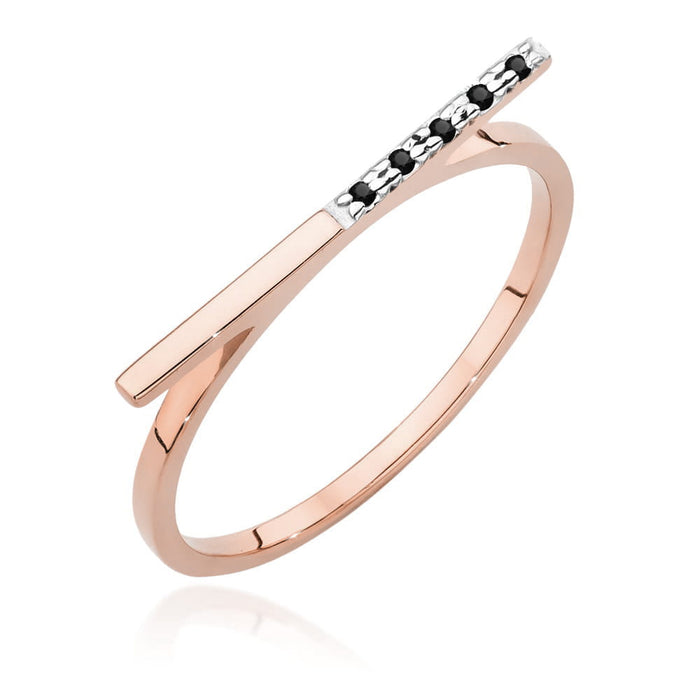 Inel Aur 14K cu Diamante Naturale Negre 0.025 ct