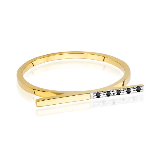 Inel Aur 14K cu Diamante Naturale Negre 0.025 ct