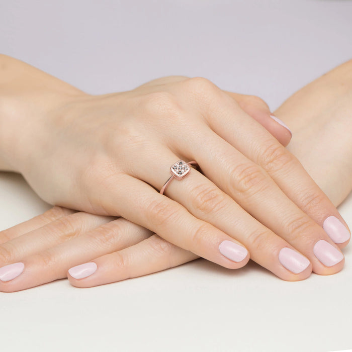 Inel Aur 14K cu Diamant Natural Negru 0.07 ct