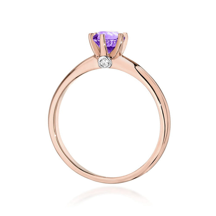 Inel Aur 14K cu Ametist 0.50 ct si Diamante Naturale 0.04 ct