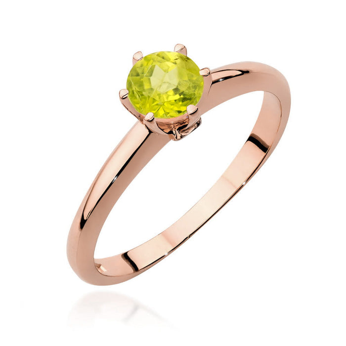 Inel Aur 14K cu Peridot 0.50 ct si Diamante Naturale 0.04 ct