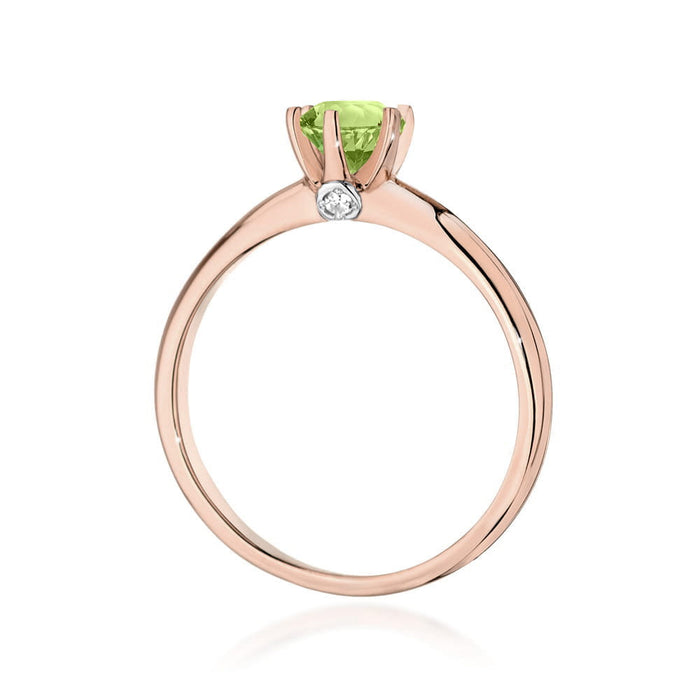 Inel Aur 14K cu Peridot 0.50 ct si Diamante Naturale 0.04 ct
