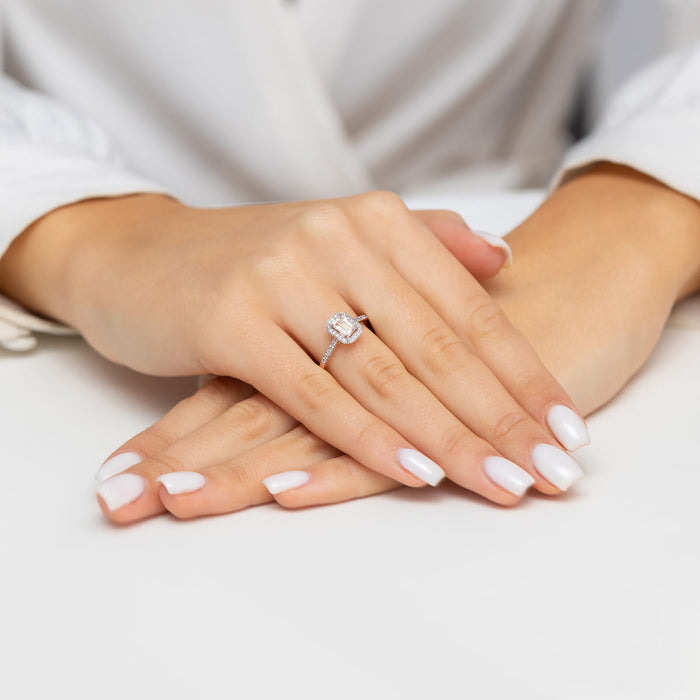 Inel Aur 14K cu Morganit 0.60 ct  si Diamante Naturale 0.19 ct