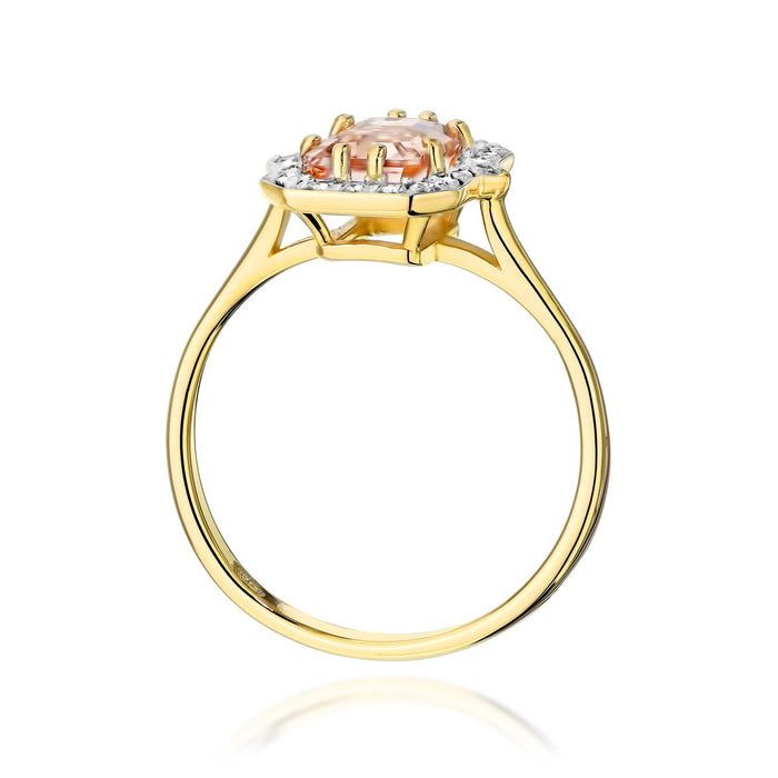 Inel Aur 14K cu Morganit 1.00 ct  si Diamante Naturale 0.17 ct