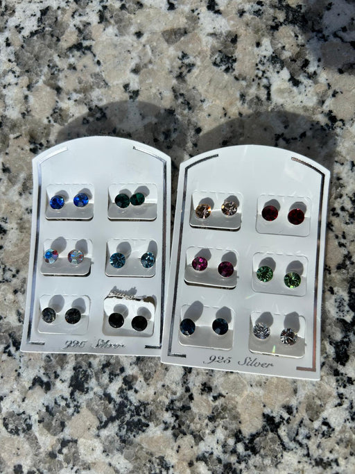 Cercei lant argint cu zirconii colorate, 5mm