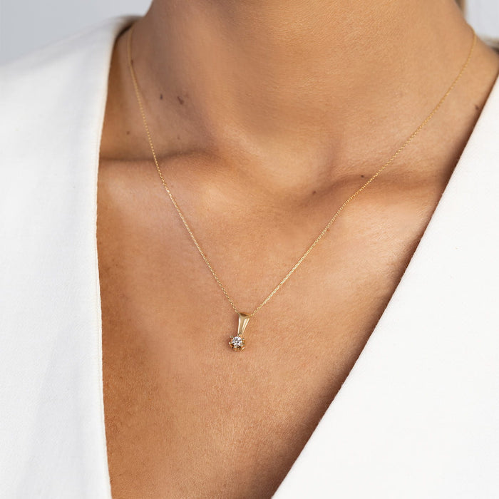 Pandantiv Aur 14K cu Diamant de Laborator 0.10 ct
