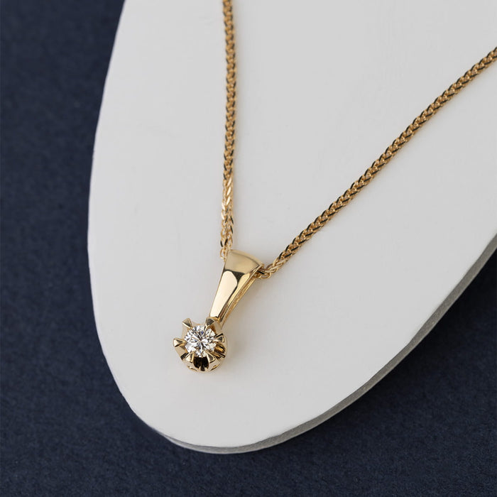Pandantiv Aur 14K cu Diamant de Laborator 0.10 ct