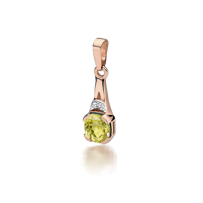 Pandantiv Aur 14K Z0040 Peridot 1,00ct Diamant 0.005ct