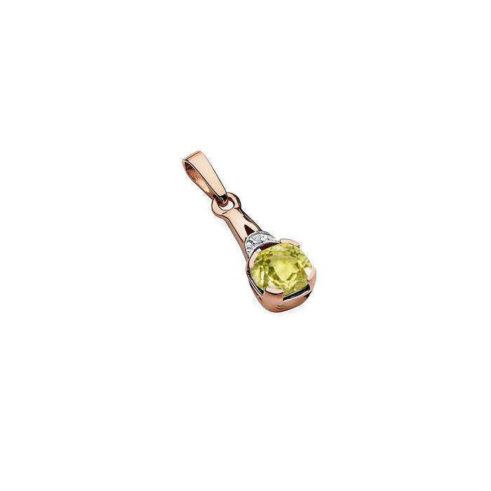 Pandantiv Aur 14K Z0040 Peridot 1,00ct Diamant 0.005ct