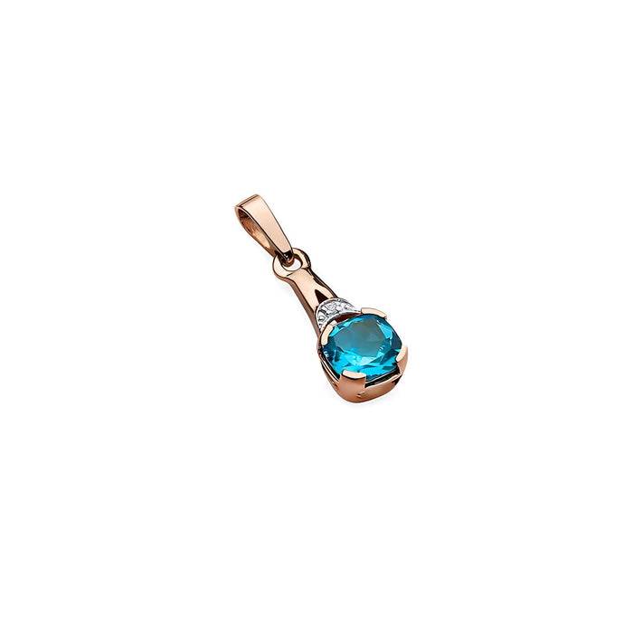 Pandantiv Aur 14K cu Topaz 1.10 ct si Diamant 0.005 ct