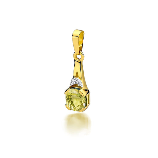 Pandantiv Aur 14K Z0040 Peridot 1,00ct Diamant 0.005ct