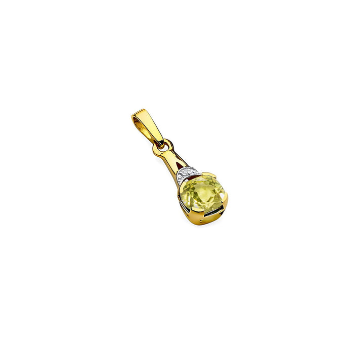 Pandantiv Aur 14K Z0040 Peridot 1,00ct Diamant 0.005ct
