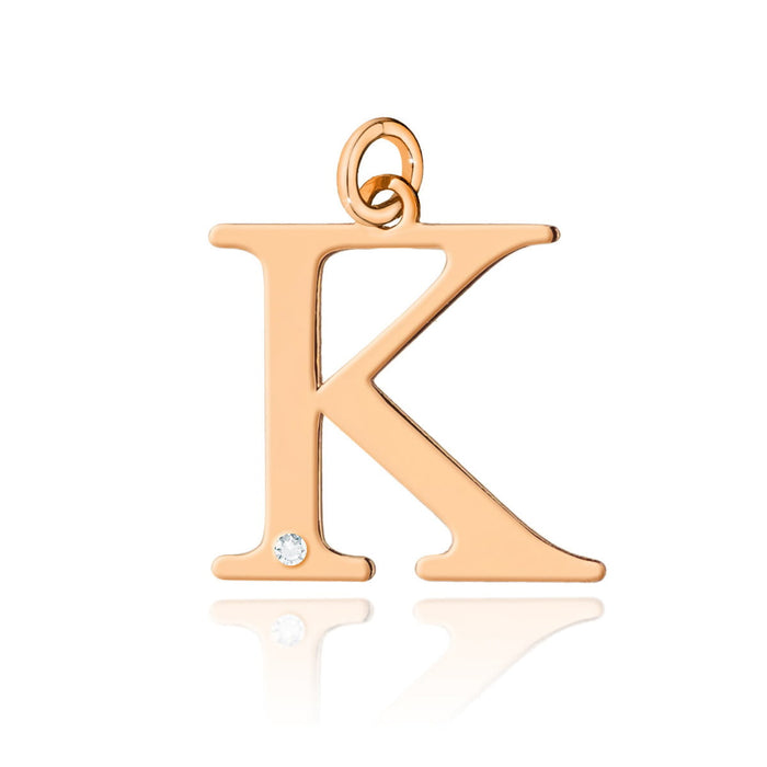 Pandantiv Aur 14K cu Diamant 0.005 ct Litera K 10x10 mm