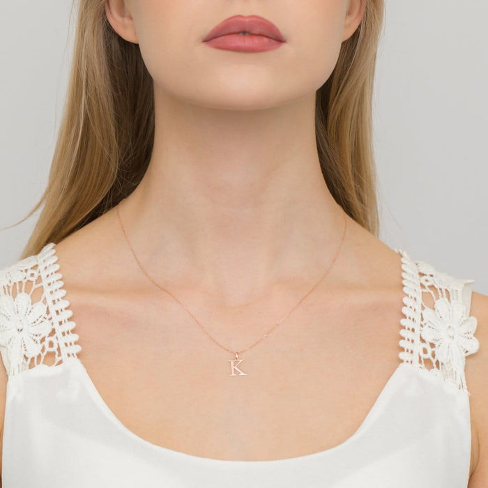 Pandantiv Aur 14K cu Diamant 0.005 ct Litera K 10x10 mm