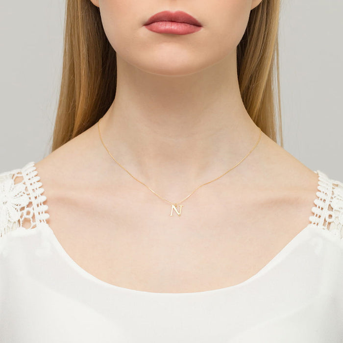 Pandantiv aur 14 K cu diamant 0.005 ct litera N 10x10 mm