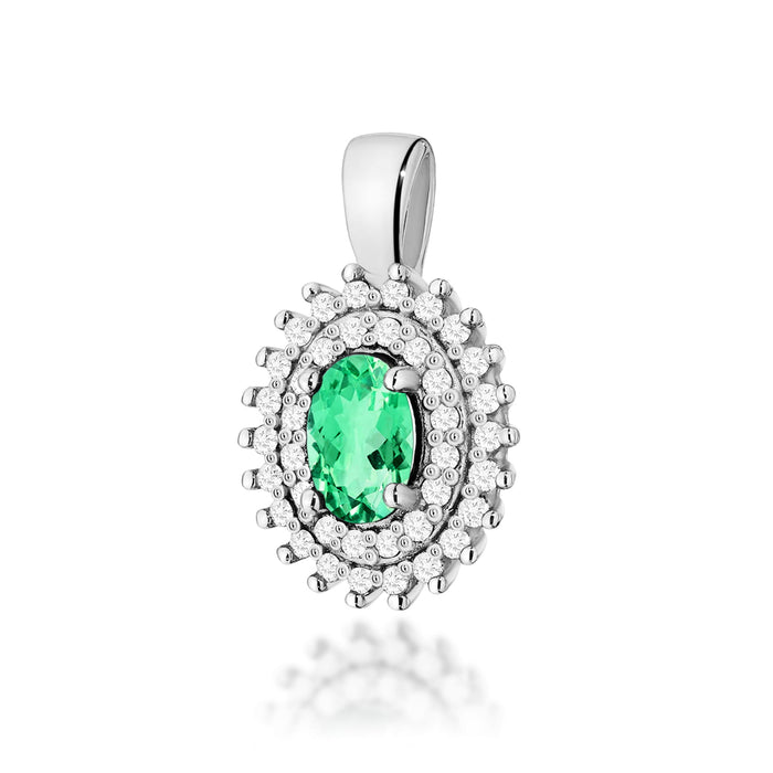 Pandantiv Aur 14K cu Smarald 0.40 ct si Diamante Naturale 0.19 ct